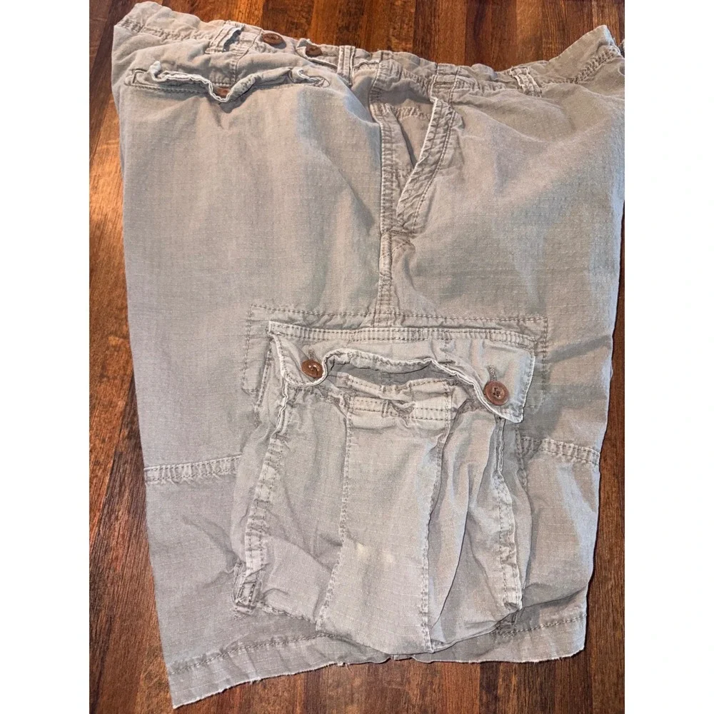 American Eagle Next Level Flex Mens Cargo Shorts Olive Gray Ripstop Size 38